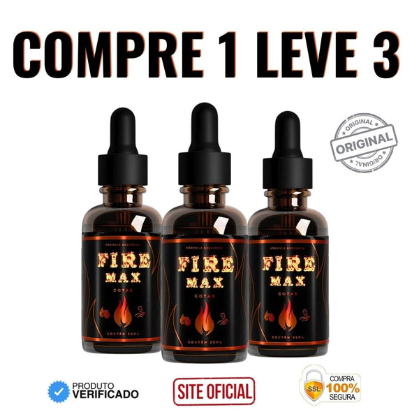 Fire Max 30ml Original - Nova Fórmula mais Poderosa Para Ereções Mais Firmes e Duradouras - ESCOLHA ABAIXO A SUA OFERTA - 2 ou 4 FRASCOS - FRETE GRÁTIS