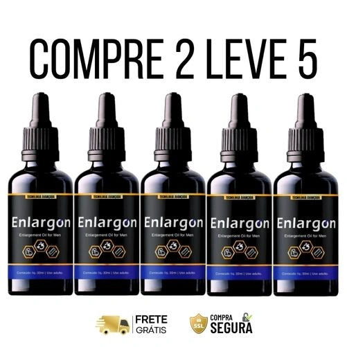 Enlargon 30ml Original - Mais Desejo, Energia e Confiança - Kits com 3 e 5 Frascos - Frete Grátis
