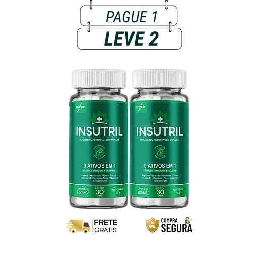Insutril 60 Cápsulas - Equilibre sua Glicose com Consciência - Kits com 2, 4 e 6 Frascos - Frete Grátis