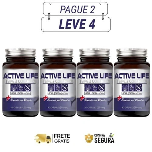 Active Life 550mg 30 Caps. - Articulações Fortes, Vida Leve - Ofertas com 2 e 4 Frascos - Frete Grátis