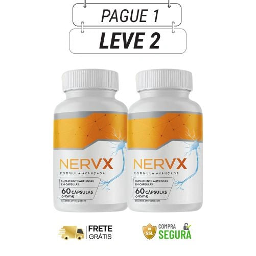Nervx 645mg 60 caps - Mais conforto E equilíbrio nervoso - Ofertas com 2 e 4 Frascos - Frete Grátis