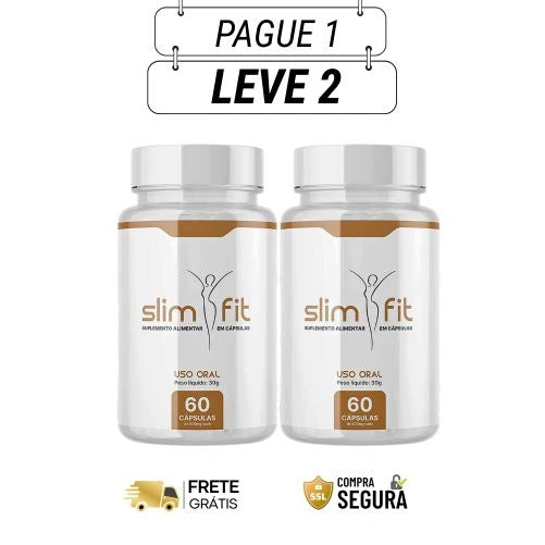 Slim Fit 60 Cápsulas - Reduza Medidas com Saúde e Naturalidade - Kit com 2 e 4 Frascos - Frete Grátis
